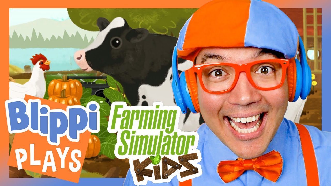 Blippi Meets ALL the Animals in 'Farming Simulator Kids'! | Blippi Plays Video Games for Kids