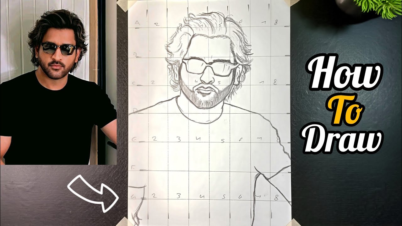  MS Dhoni outline drawing 🥵|| step by step easy method ||🔥cricketer outline drawing || MS Dhoni🔥 ||