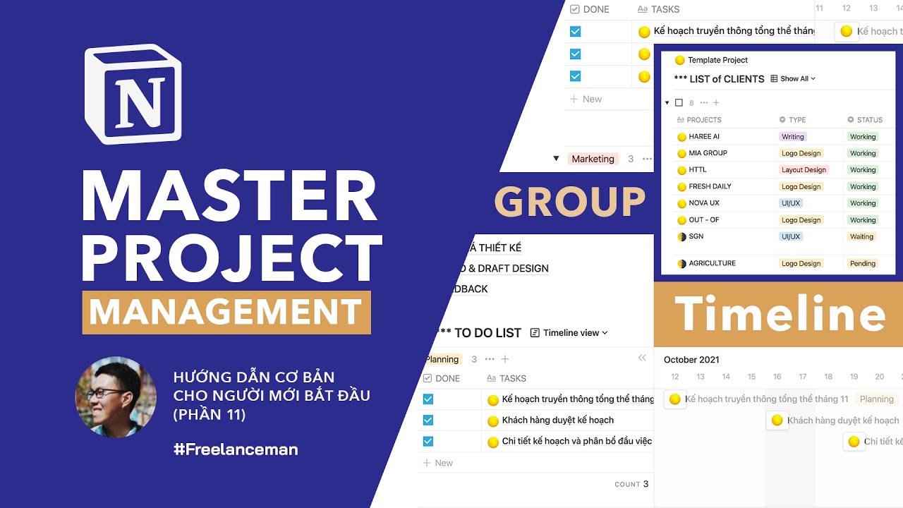 Quản lý dự án theo nhóm trong Notion - Group in Notion & Timeline - Series Notion #10