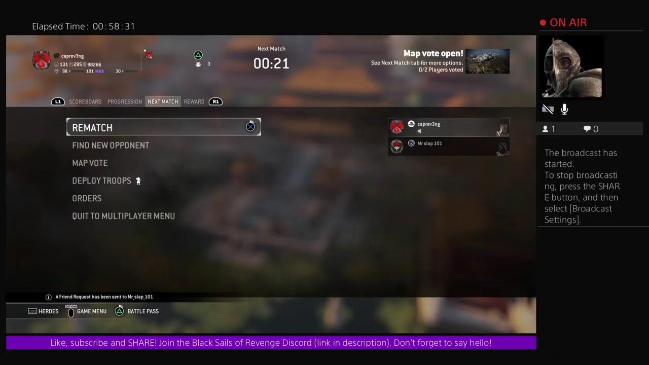 The Captain up early playing some more For Honor