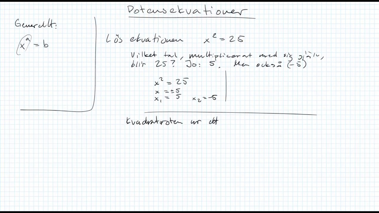 Matematik 1b och 1c: Potensekvationer