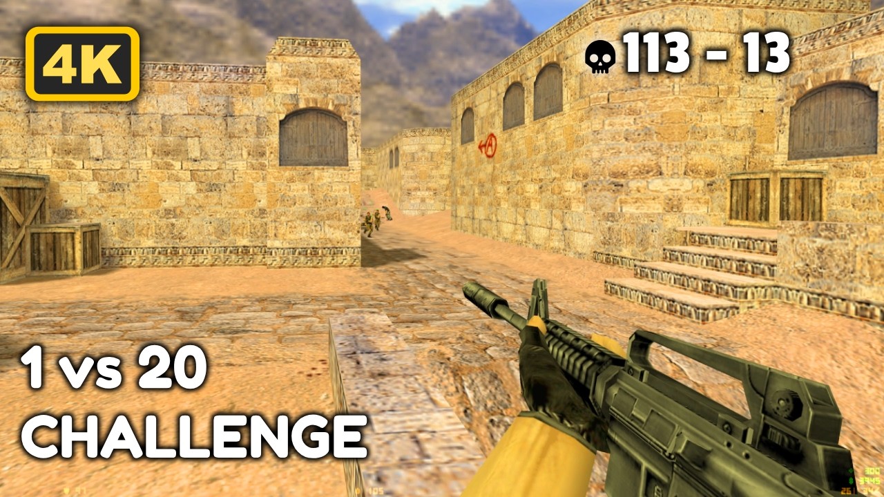 💀 CS 1.6: 1 vs 20 Expert Bots is IMPOSSIBLE! (113 Kills & Out of Time)