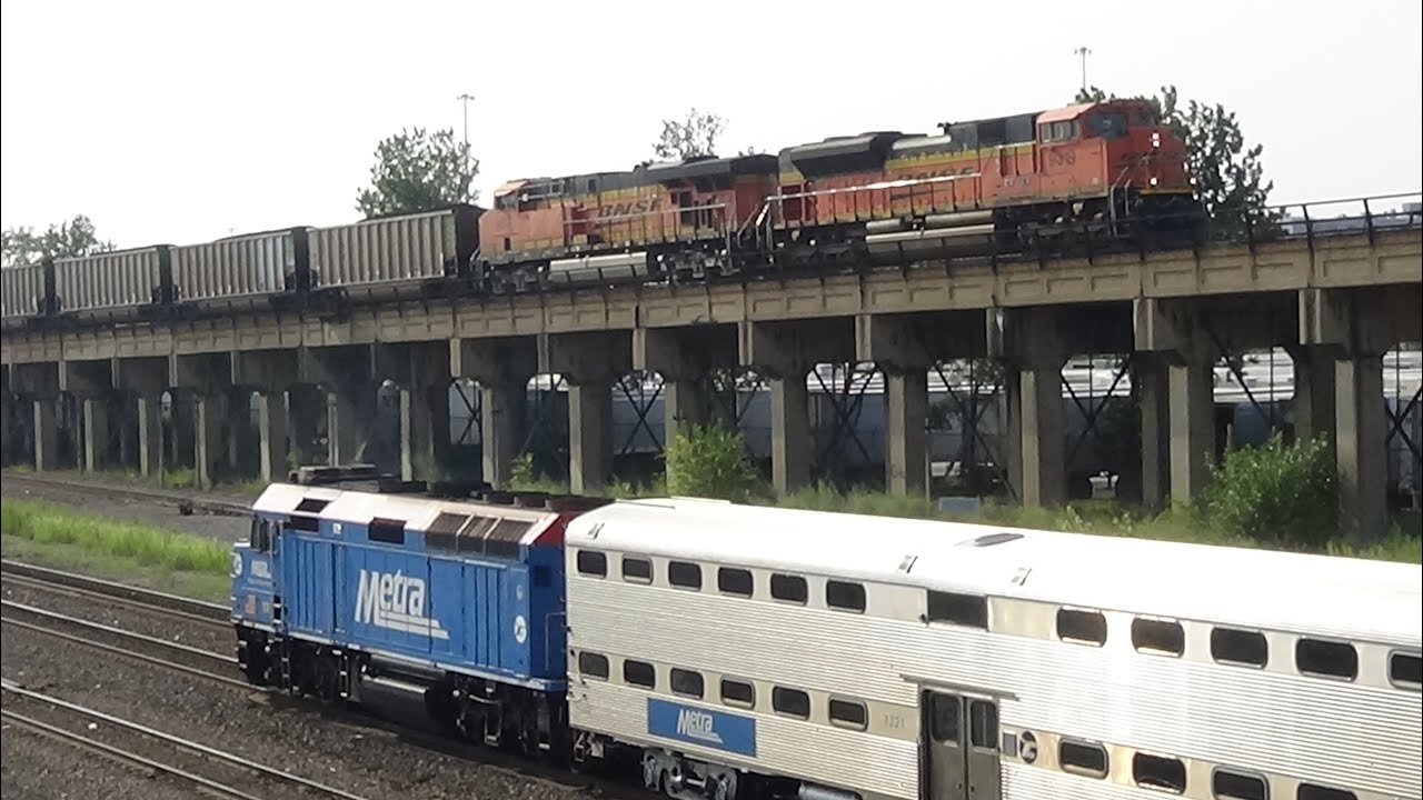 BNSF Michigan Coal Drags and Metra on the St. Charles Air Line/Canal Street Wye - 8/19/2018
