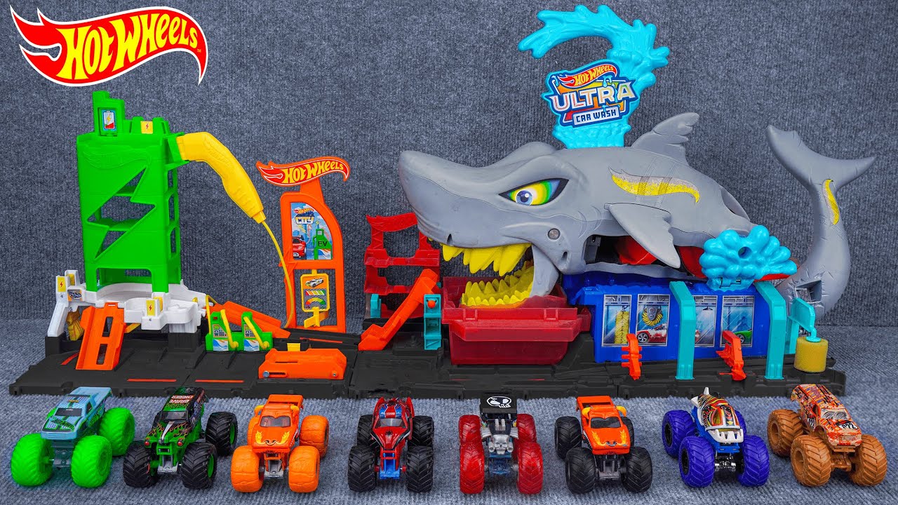 Hot Wheels Collection Unboxing Review ASMR | Hot Wheels City Ultra Shark Car Wash playset