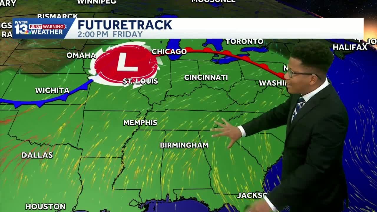 Thunderstorms return to Alabama's weather forecast next week with highs 10 degrees above normal