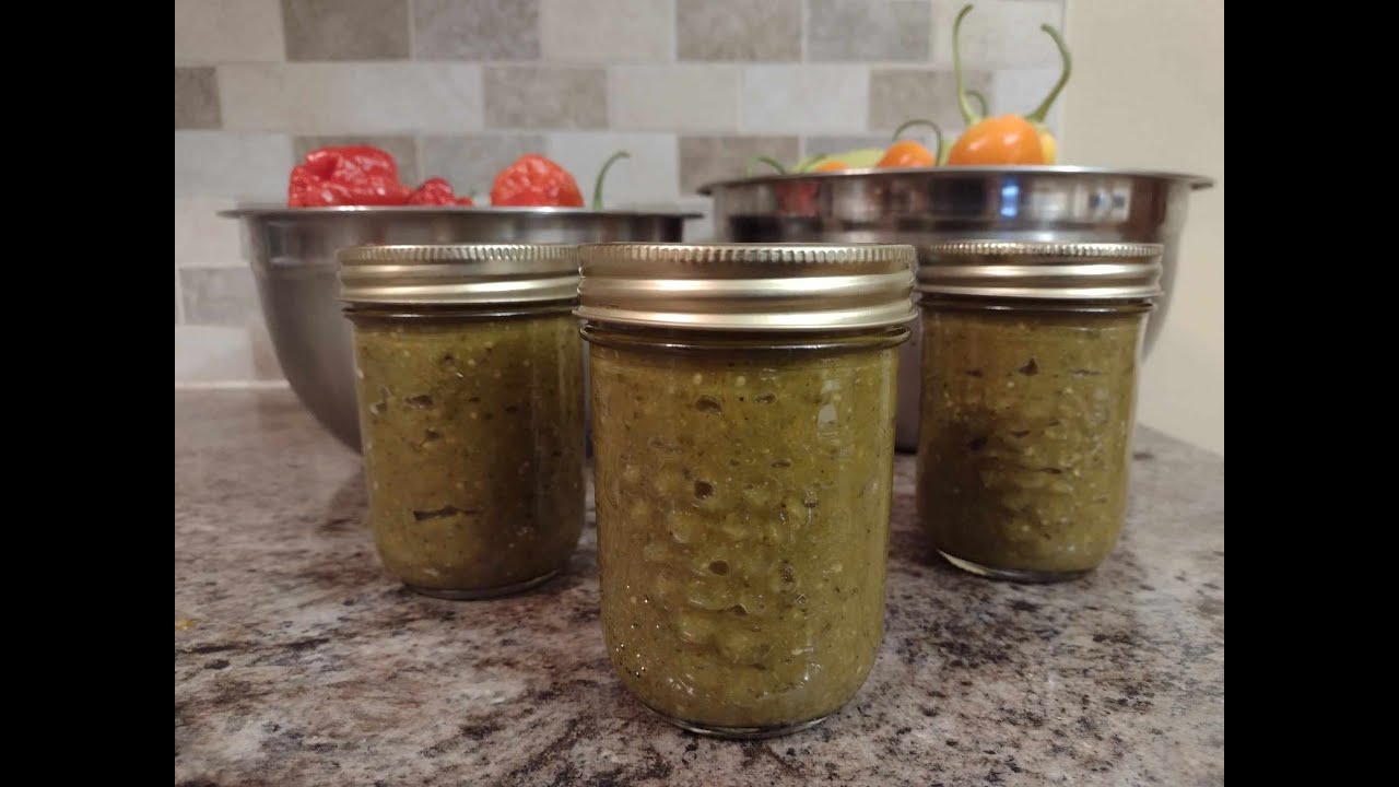 Roasted Salsa Verde made with Green Tomatoes and Hot Peppers