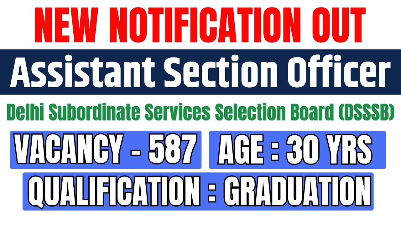 DSSSB ASO 2026 NOTIFICATION OUT I APPLY ONLINE START