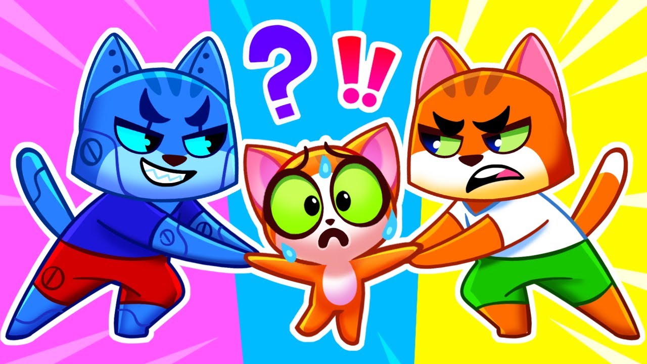 ¡¿Dónde está mi papá?!🙀Familia real VS. copia 👪 Purr-Purr Español