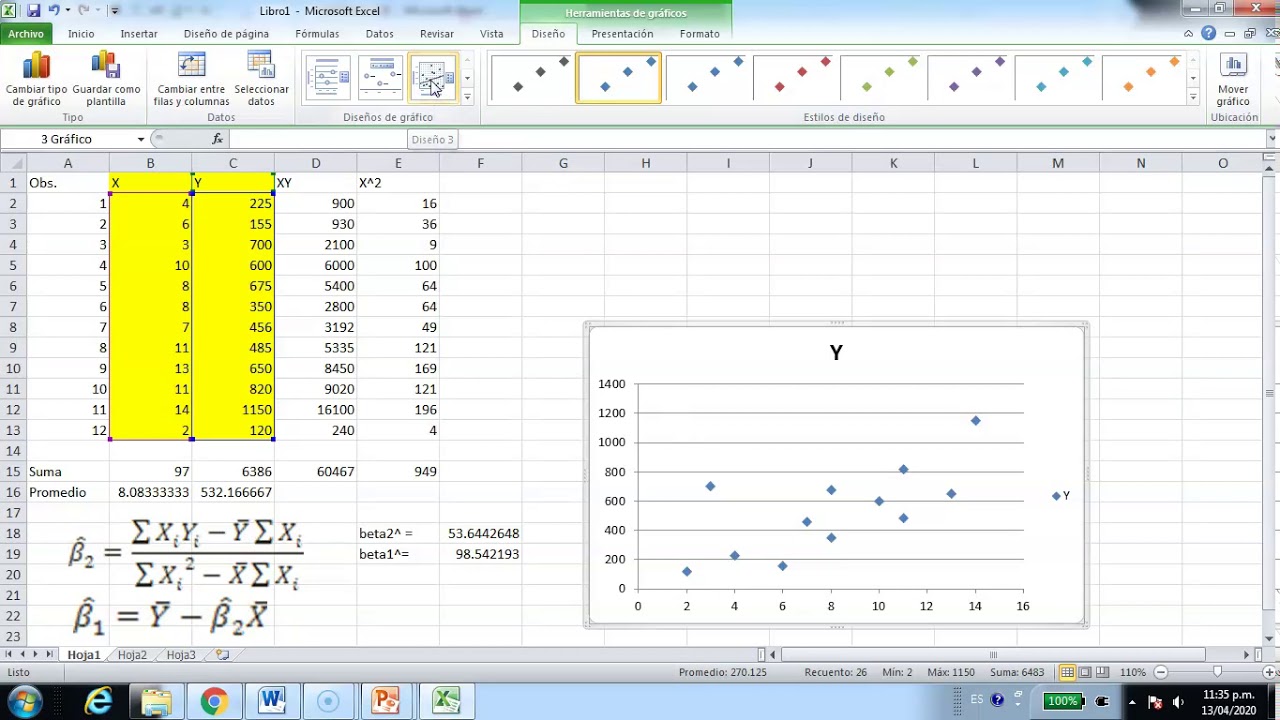 Estimación por MCO usando Excel (cálculo manual)