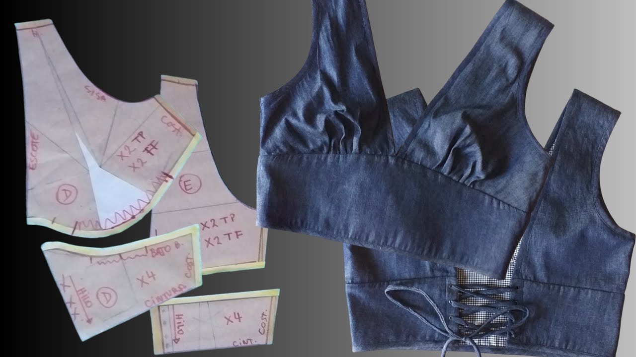 TOP de Jean Corte Imperio | Patronaje paso a paso super fácil con todos los detalles! DIY Parte 1