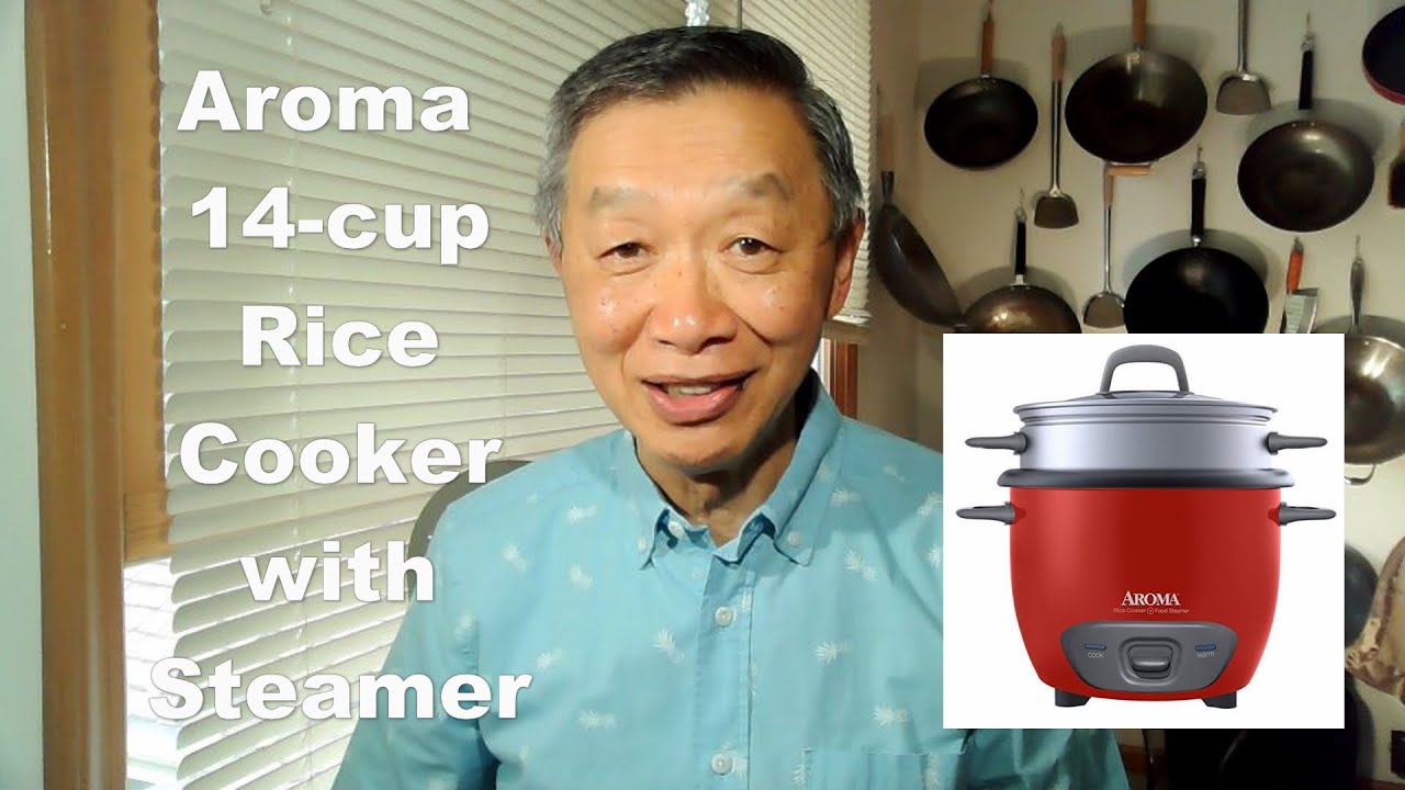 Review of the Aroma 14-cup rice cooker with an aluminum (far more usable) steamer