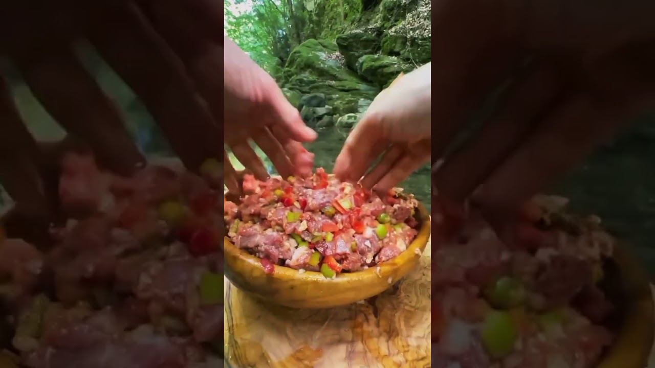 Cooking Kuşbaşılı Pide on Natural Stone | Turkish Village Style Recipe 🥩