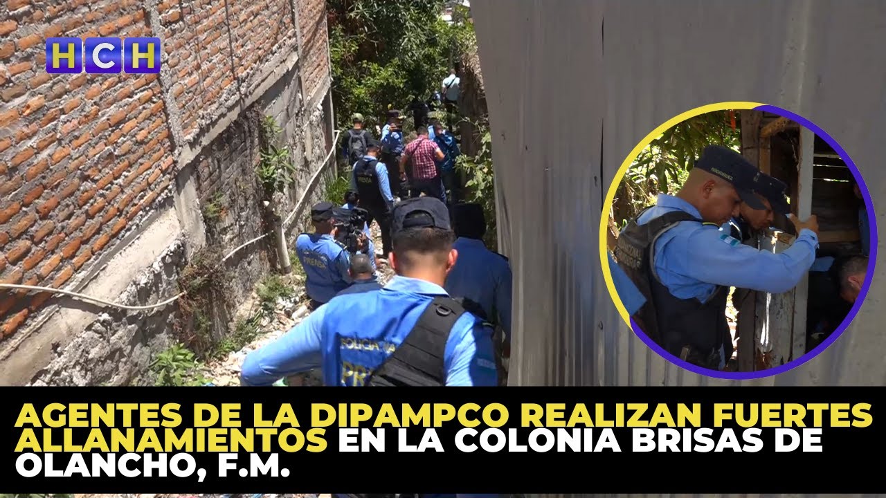 Agentes de la Dipampco realizan fuertes allanamientos en la colonia Brisas de Olancho, F.M.