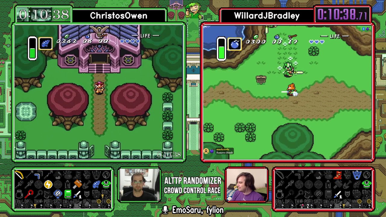 ChristosOwen vs WillardJBradley. ALTTP Randomizer Crowd Control Race