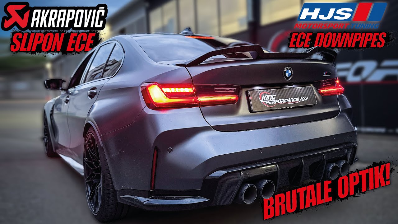 HJS ECE Legal Downpipes passend für BMW M3 Competition G80 mit VÖRSTEINER CARBON & AKRAPOVIC