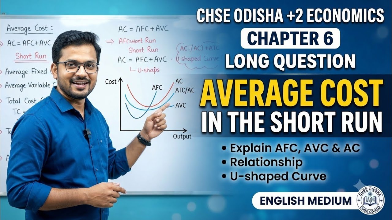 📚 CHSE Odisha +2 Economics chapter 6 | Long Question: Average Cost in the Short Run | 