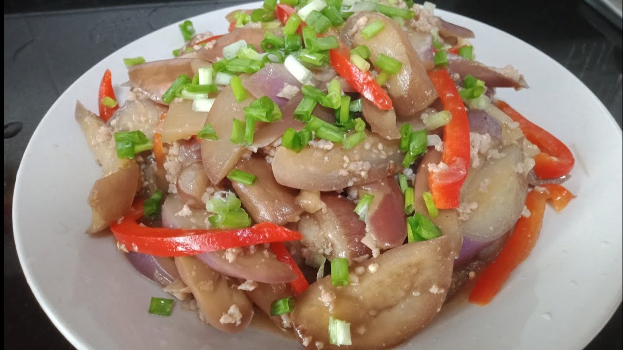 STIR FRY EGGPLANT WITH MINCED PORK RECIPE#asmr #food #cooking #trending @Aloverblogsg