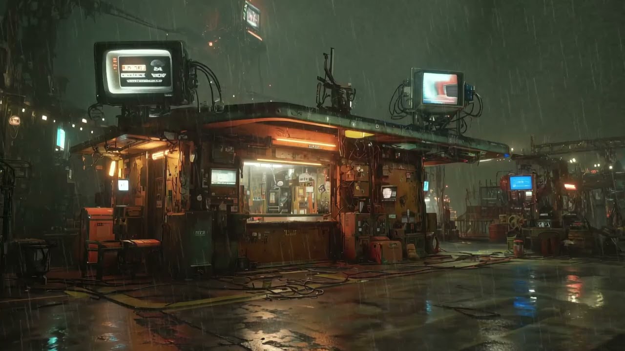 Heavy Rainy Cyber City ☔ Futuristic Lofi Music Tracklist To Believe In Future