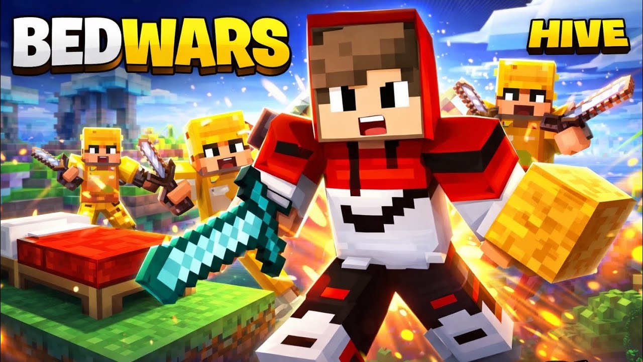 Hive bedwars || solo vs squad 🥶 || mobile gameplay 