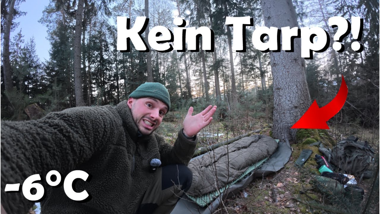 Ich schlafe bei -6°C allein im Wald - ohne Tarp