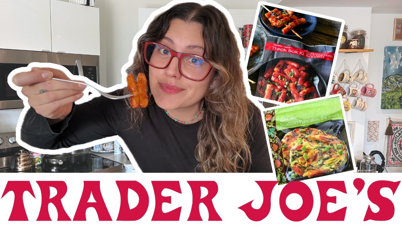 Trying TRADER JOE'S ASIAN FOODS Review & Taste Test (Tteokbokki + Scallion Pancakes) - PART 1