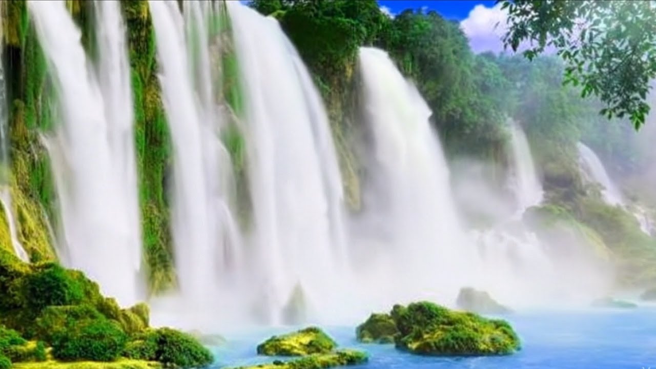 Peaceful Waterfall in a Lush Green Forest  Relaxing Nature Scenery |Soothing Healing