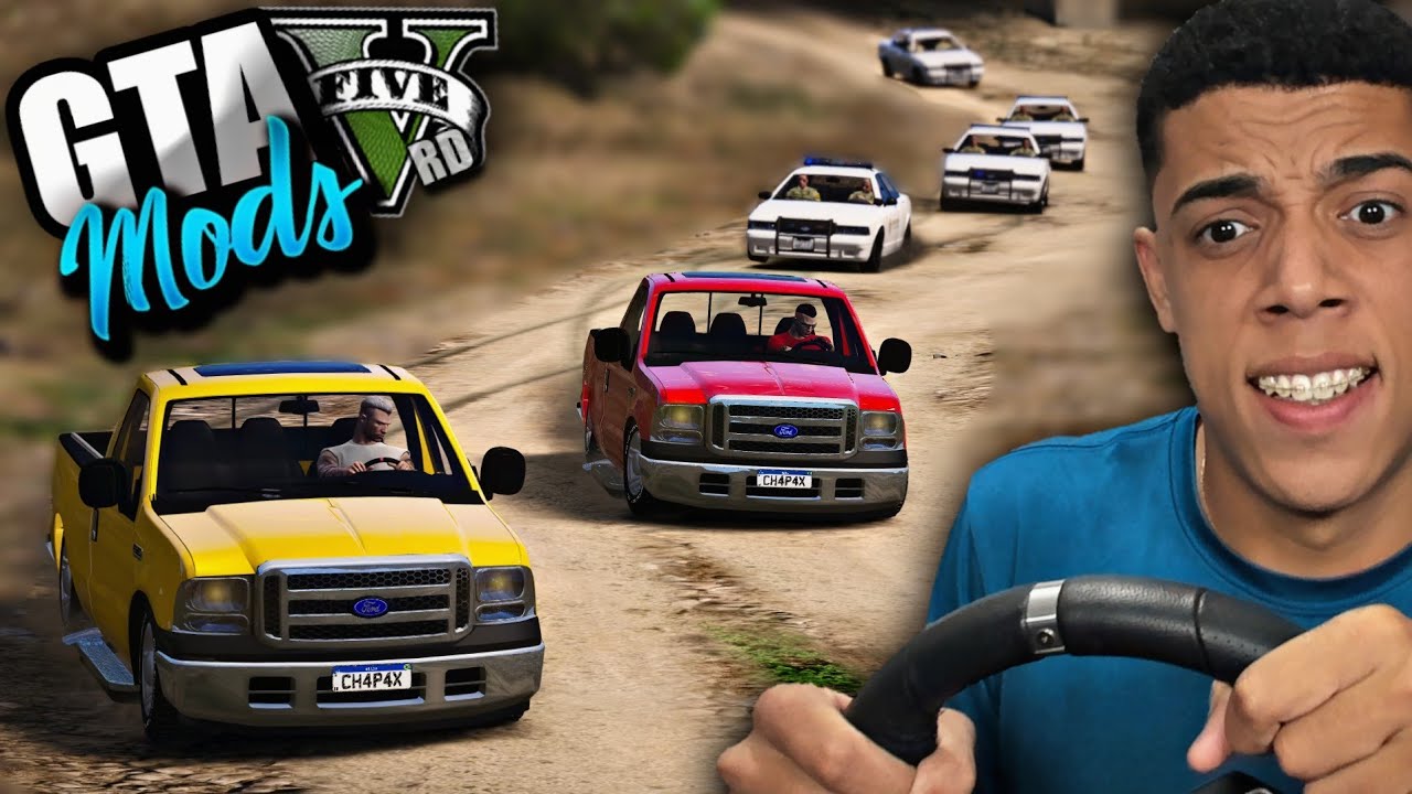 A FUGA INSANA com DUAS CAMINHONETES FORD F-250! ( NO VOLANTE ) - GTA 5 MODS