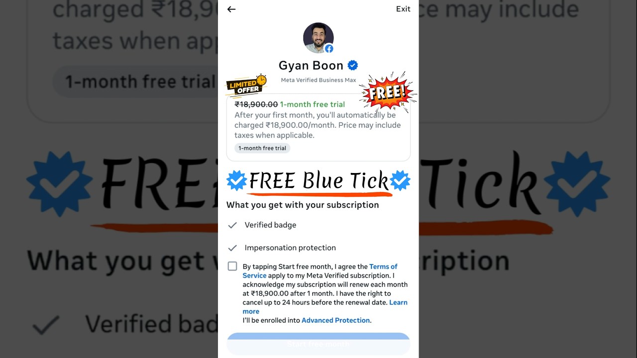Free Blue tick for Facebook #facebook #facebookpage #meta #verified