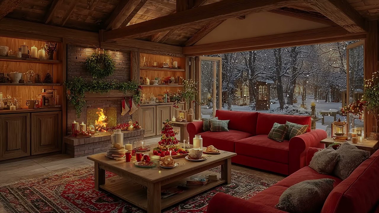 Calm Spring Lake Escape ☃️ Gentle Piano & Fireplace for Stress Free Sleep