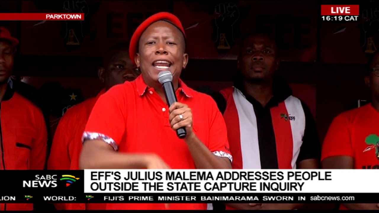 Malema addresses EFF supporters outside State Capture Inquiry