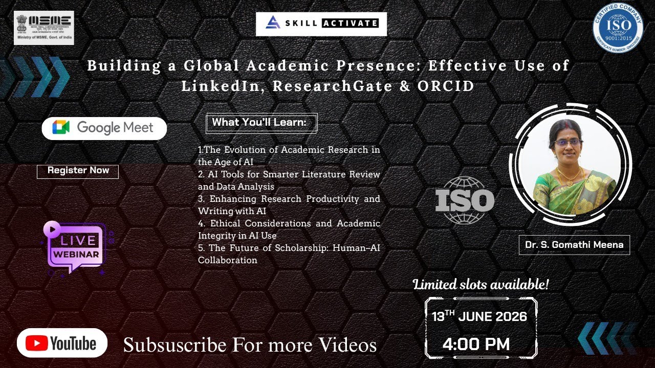 Building a Global Academic Presence: Effective Use of LinkedIn, ResearchGate and ORCID