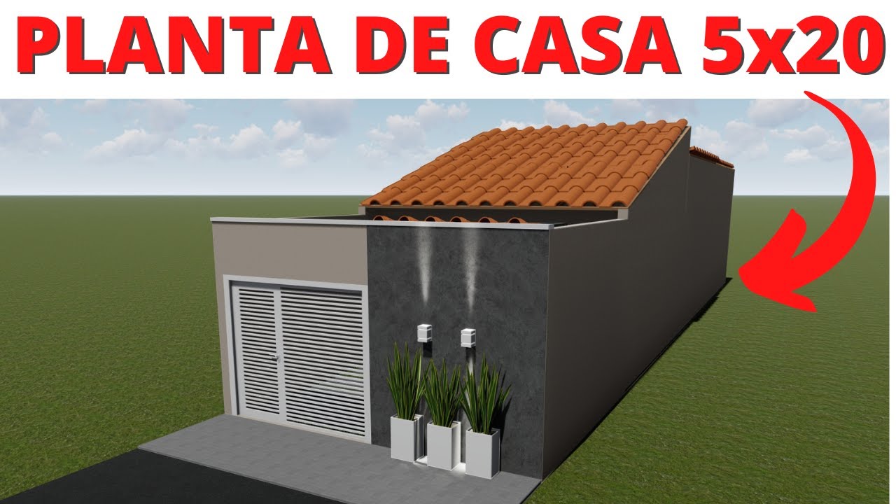 PLANTA DE CASA 5X20 METROS COM 02 QUARTOS E ÁREA GOURMET!