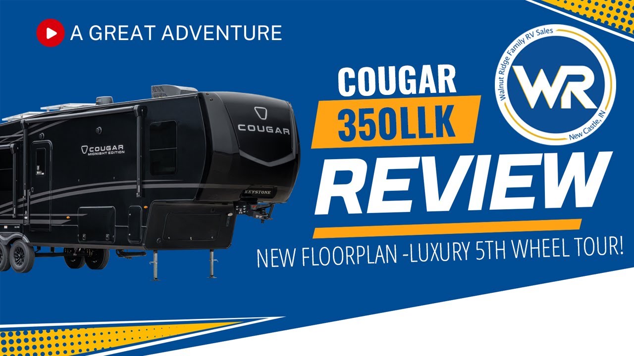 Интерьер автодома Keystone Cougar Premium 350LLK: роскошная задняя кухня и просторный салон.
