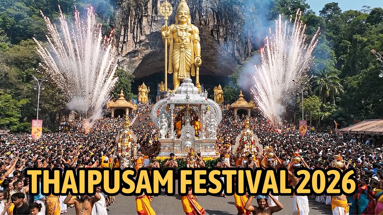 Thaipusam Festival 2026 Malaysia | Massive Golden Statue & Chariot Procession 4K