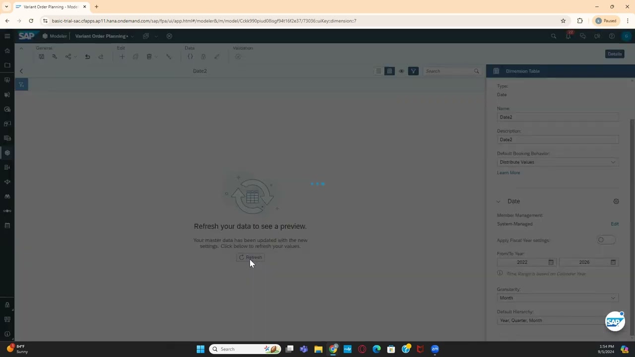 SAP Analytics Cloud, часть 6. Понимание измерения даты