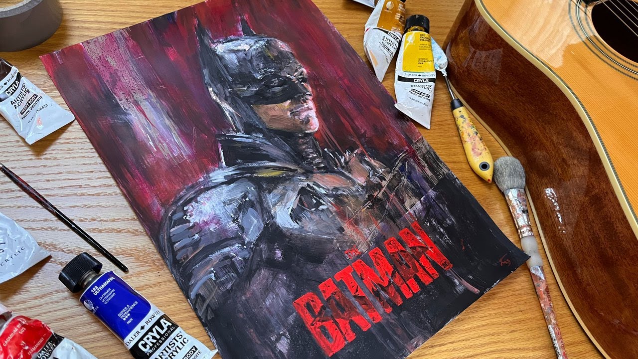 The Batman (Robert Pattinson) Acrylic Painting | Acoustic Guitar Theme