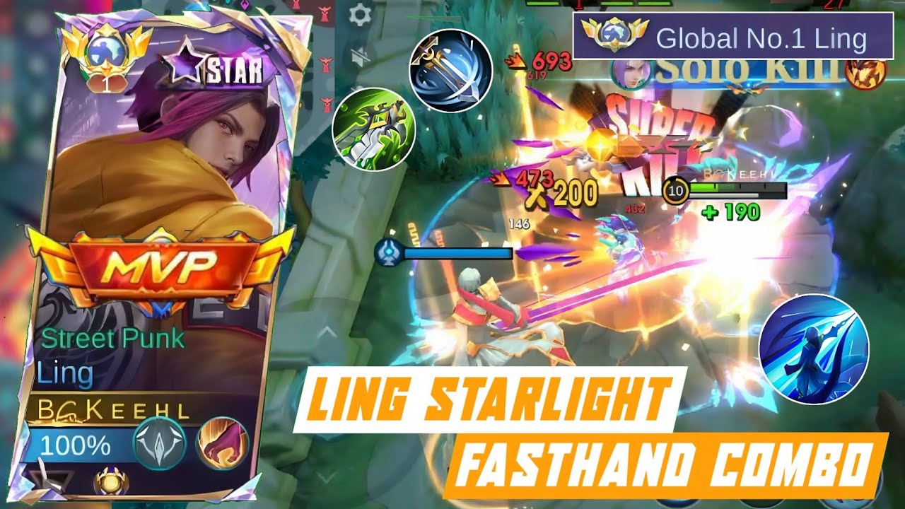 LING STARLIGHT FASTHAND COMBO! DESTROY ENEMIES! GLOBAL LING SOLO RANK MOBILE - LEGENDS