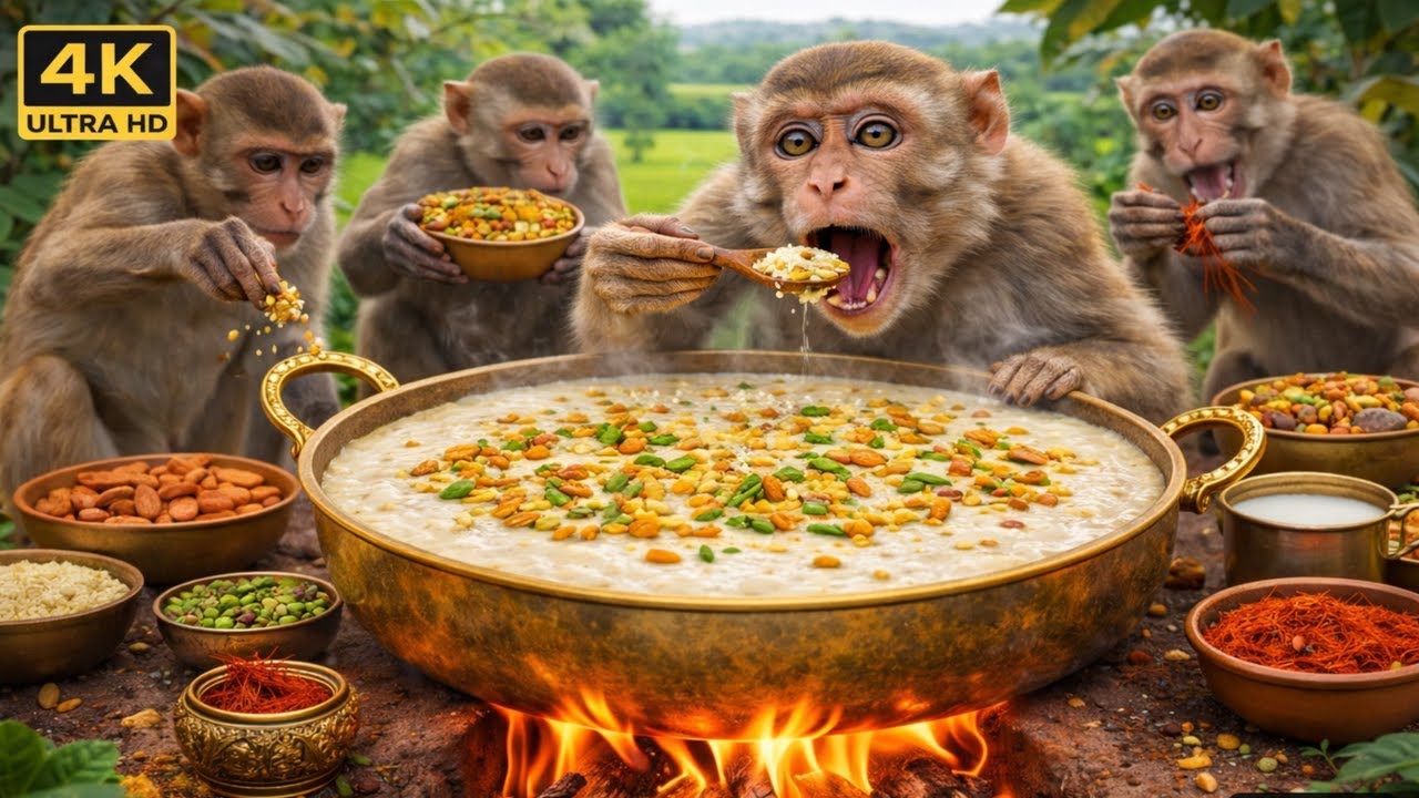 मीठी खीर… बंदरों ने मिलकर बनाई?! 😱🍯 | Monkeys Cooking Kheer