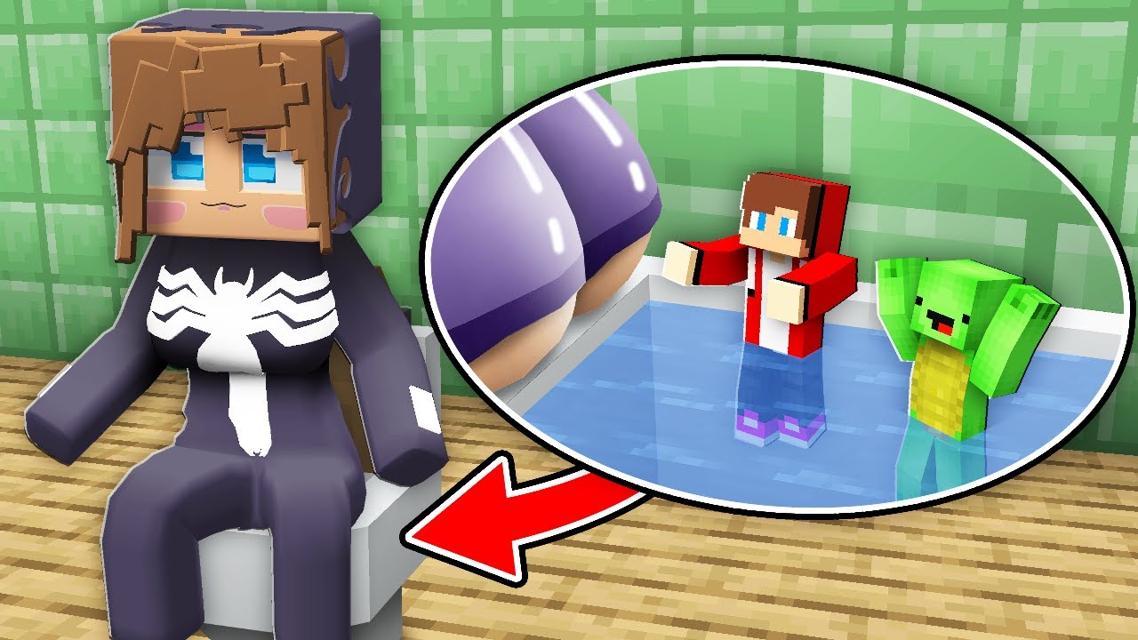 JJ and Mikey HIDE inside VENOM Girl TOILET! But VENOM Girl CAUGHT them in Minecraft - Maizen