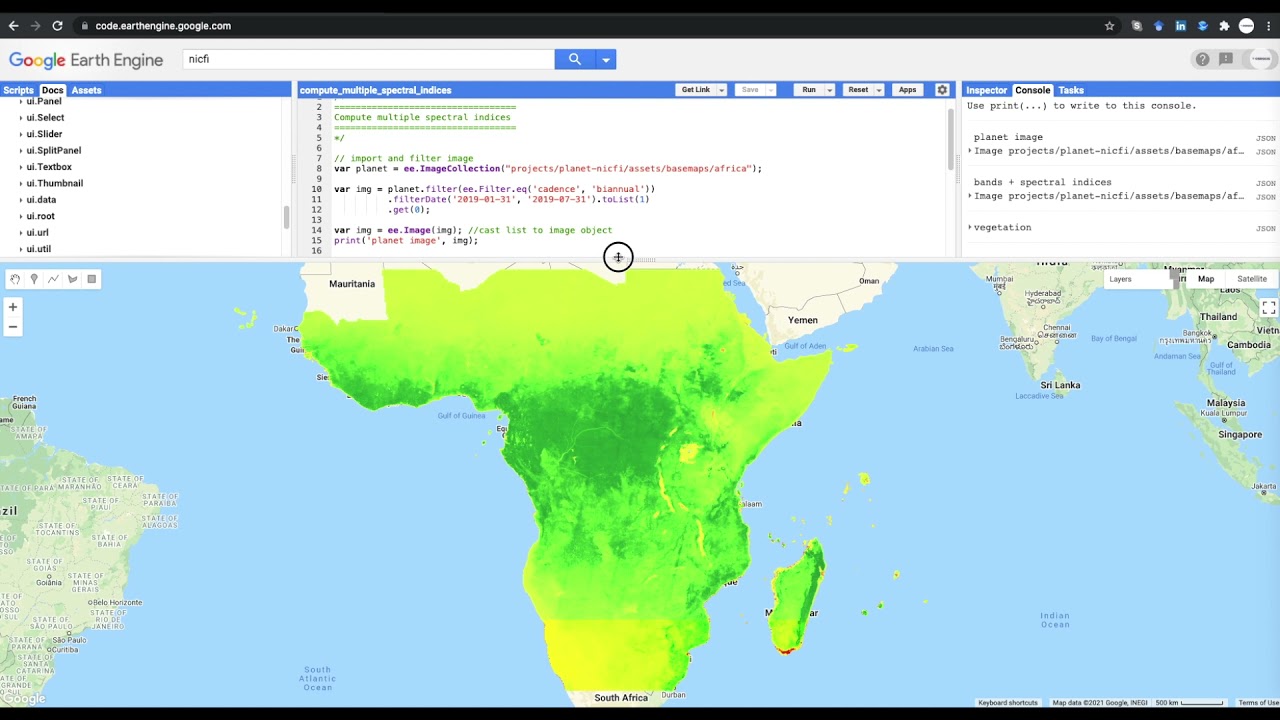 GEE tutorial 3: Compute multiple spectral indices easily in Google Earth Engine