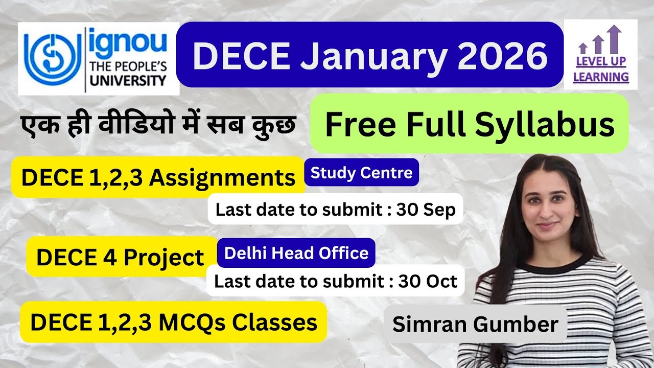 DECE January 2026 Classes IGNOU Level Up Learning Simran Gumber
