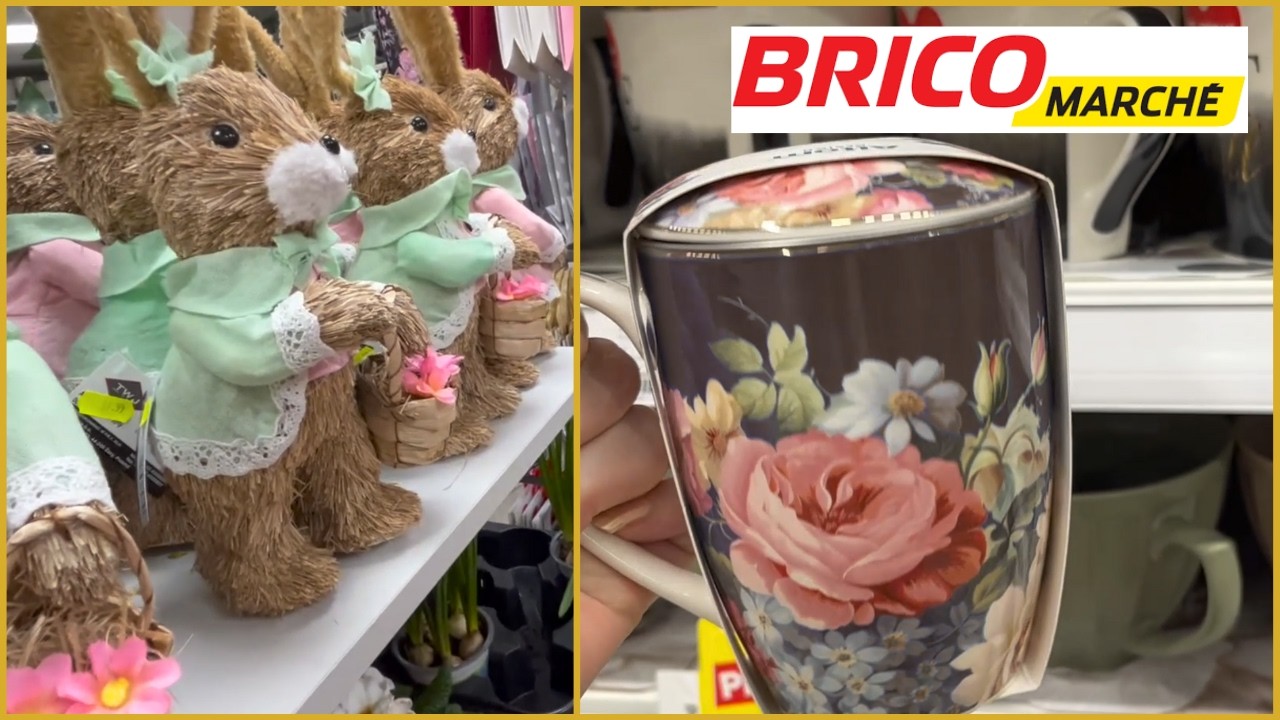 Przegląd p&oacute;łek w Brico Marche/Kubki z zaparzaczem/Piękne zajączki