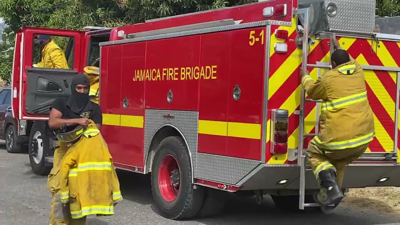 The Jamaica Fire Brigade responding to a Fire