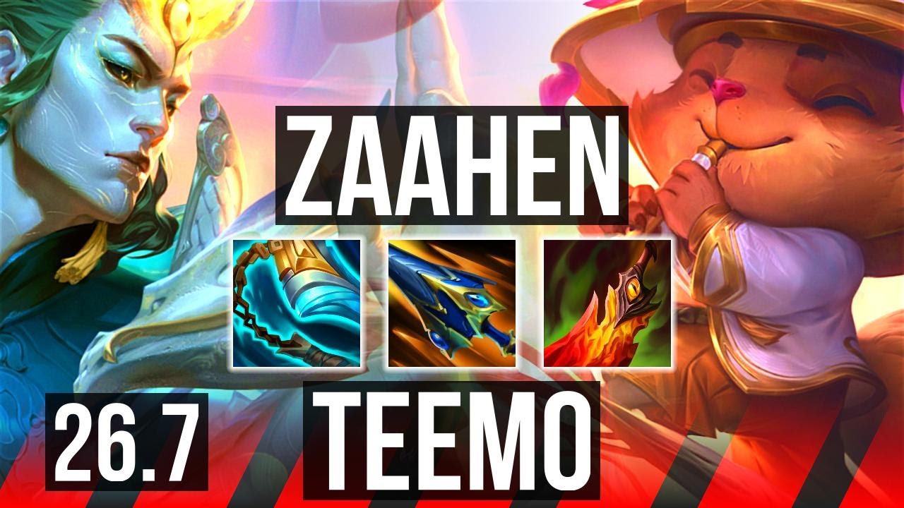 ZAAHEN vs TEEMO (TOP) | Good KDA: 12/1/8 | KR Diamond | 26.7