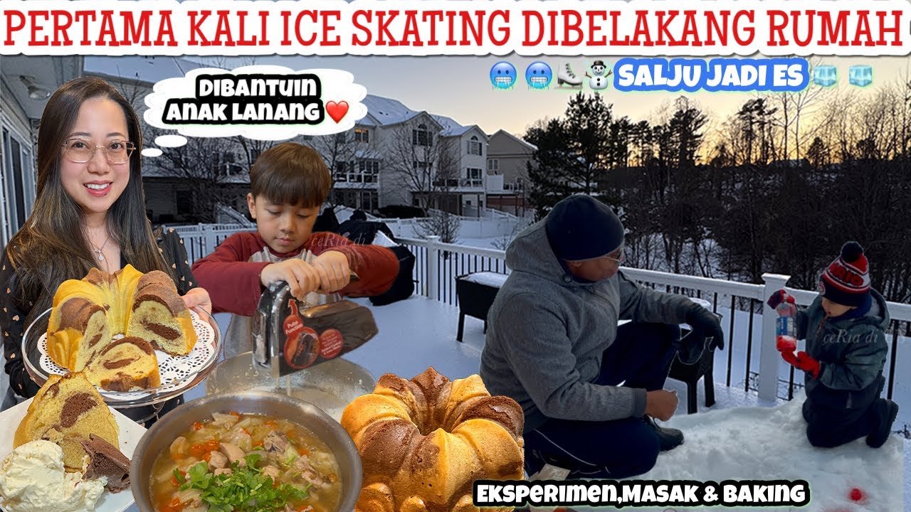 ❄️RUMAH PUTIH SEMUA!MAIN SALJU DI BELAKANG RUMAH LANJUT MASAK DAN BUAT BOLU MARBLE YANG LEMBUT 🍰😍