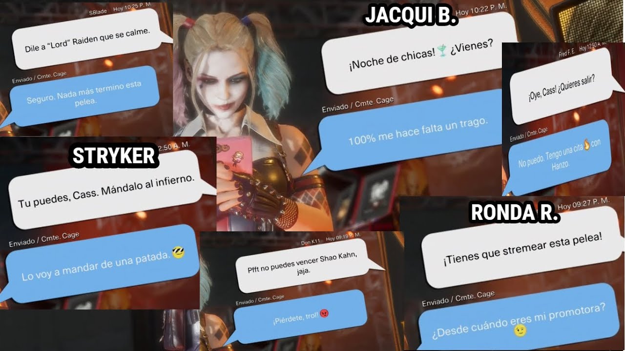MORTAL KOMBAT 11 - TODOS LOS MENSAJES DE TEXTO DE CASSIE CAGE