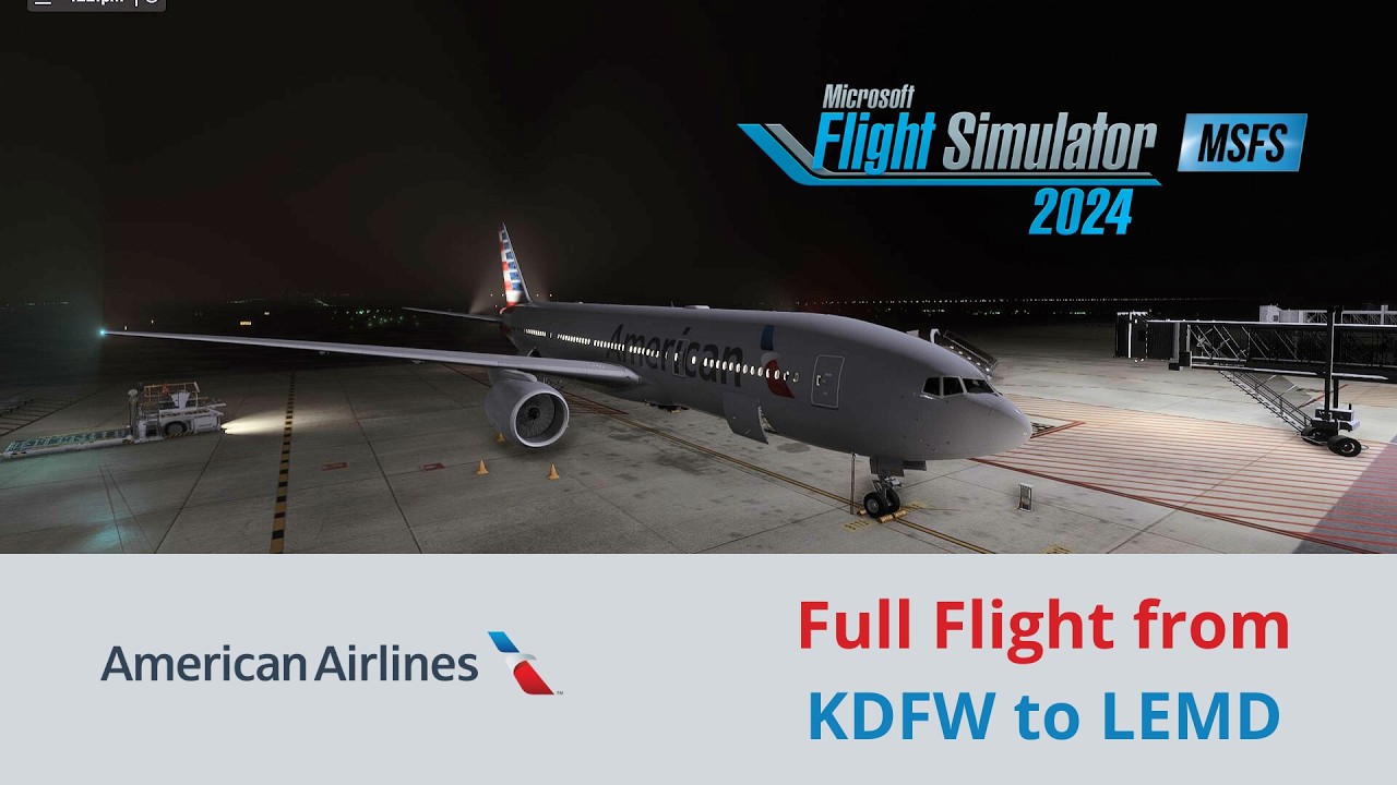 Full Flight KDFW to LEMD | PMDG 777-200ER | Challenging Approach Through Bad Weather