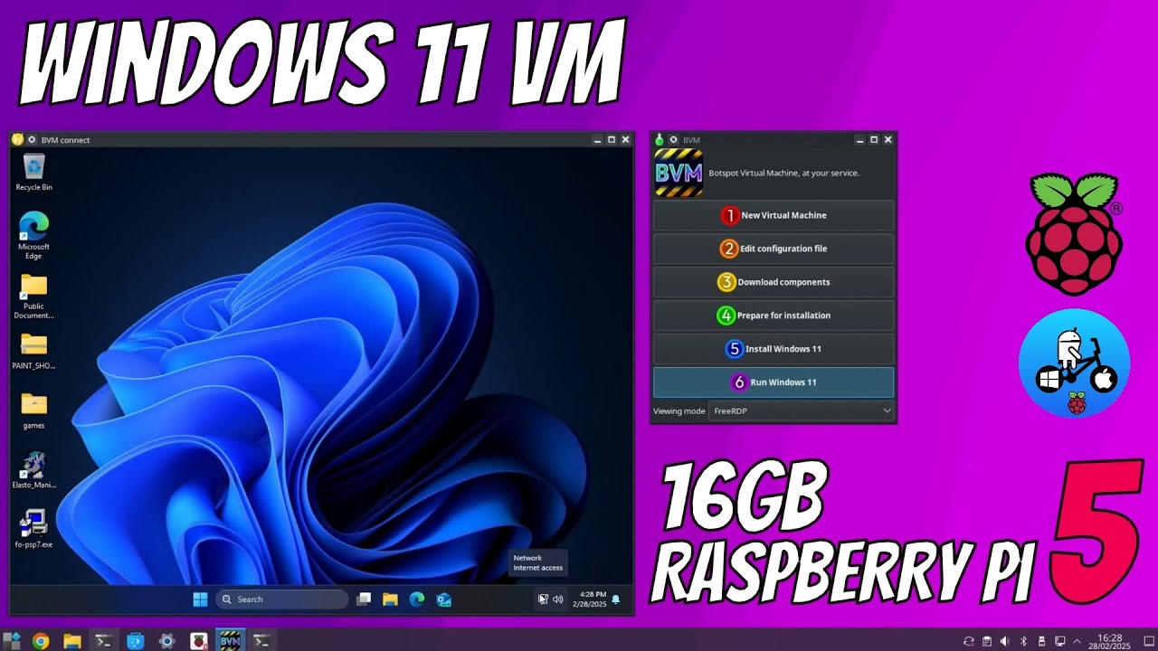 Botspot Virtual Machine. Windows 11 Raspberry Pi 5 16GB, CM5 and Pi500