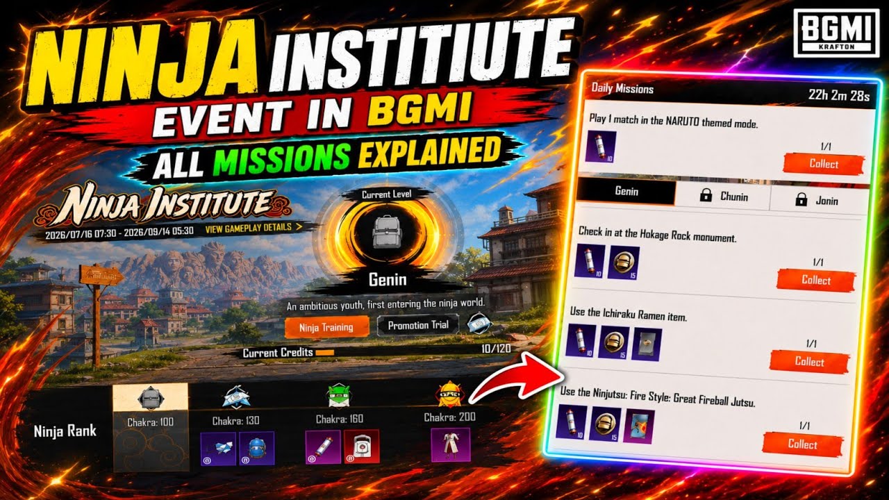 😍NINJA INSTITUTE NEW EVENT IN BGMI | ALL SECRET MISSIONS EXPLAINED | GET FREE NARUTO SET