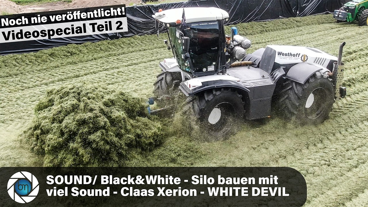 WHITE DEVIL – Claas Xerion 5000 in Aktion | Soundvideo | Grassilage an der Ostsee – Teil 2 | Silobau